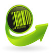 bouton code barre flêche verte