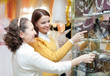  women  chooses bridal accessories at store