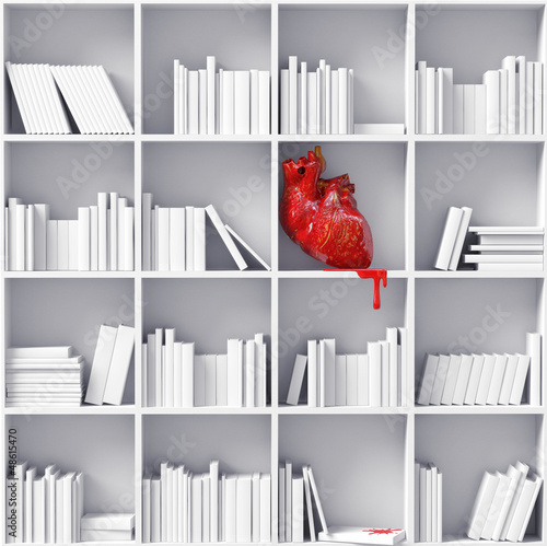 Illustration: heart on the bookshelves heart on the bookshelves