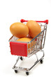 shopping trolley and fresh eggs