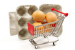 eggs box and shopping trolley
