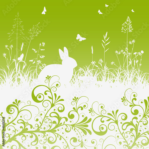 Vector: Osterhase, Osterkarte, Hintergrund, Grün, Apfelgrün, Ornamente Osterhase, Osterkarte, Hintergrund, Grün, Apfelgrün, Ornamente