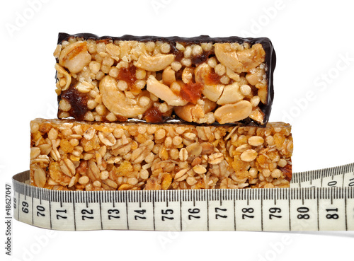 Photo: Chocolate Muesli Bars with measuring tape Chocolate Muesli Bars with measuring tape