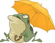 Vector: Frog with an umbrella. Cartoon Frog with an umbrella. Cartoon