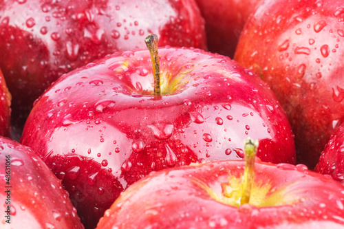 Photo: Macro of fresh wet red apples Macro of fresh wet red apples