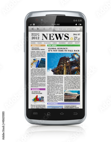 Illustration: Smartphone with business news Smartphone with business news