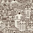 Vector: Hand-drawn seamless pattern with old town Hand-drawn seamless pattern with old town