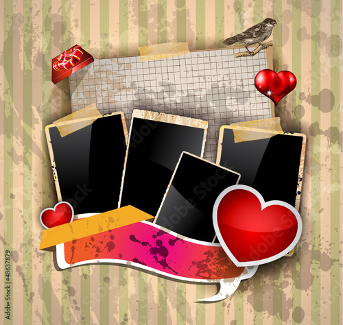 Vector: Valentine's Day scrapbook vintage background Valentine's Day scrapbook vintage background
