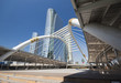 Pubic skywalk with modern buildings of Bangkok