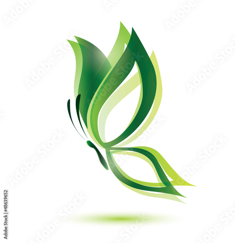 Vector: green butterfly, ecology concept green butterfly, ecology concept