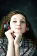 curly girl in headphones