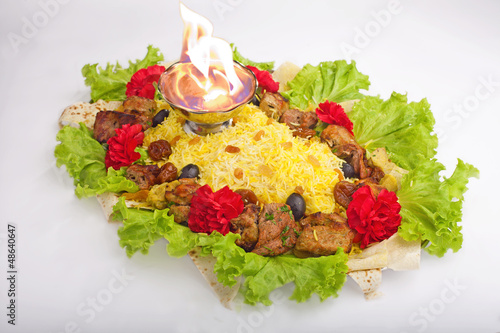Photo: Pilaf with meat and fire Pilaf with meat and fire