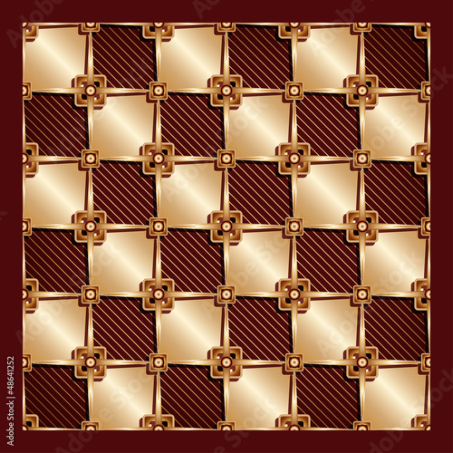 Vector: Brown background with gold pattern - vector illustration Brown background with gold pattern - vector illustration