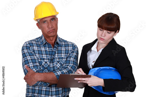 Photo: female architect and foreman female architect and foreman