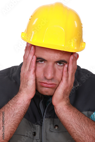 Photo: Stressed builder Stressed builder