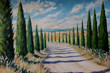 Tuscany landscape acrylic painted