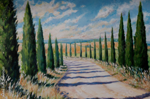 Photo: Tuscany landscape acrylic painted Tuscany landscape acrylic painted
