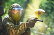 paintball player direct hit