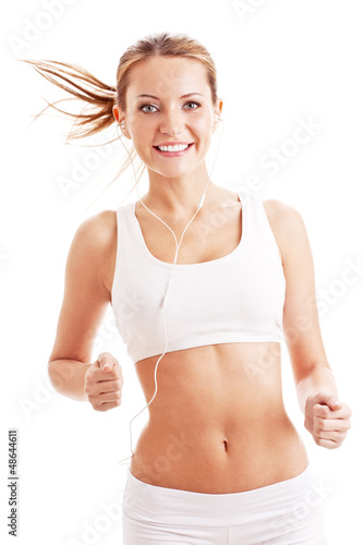 Photo: running woman over white running woman over white