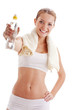 woman holding bottle with water