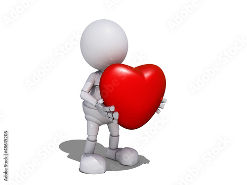 Illustration: 3d Human Character with Valentine's Heart 3d Human Character with Valentine's Heart
