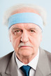 funny man portrait real people high definition blue background