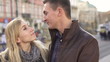Couple in love looking at each other, super slow motion