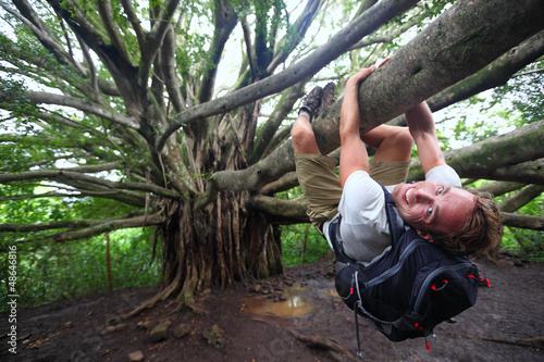 Photo: Banyan tree and hiker, Maui, Hawaii Banyan tree and hiker, Maui, Hawaii