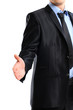 A business man with an open hand ready to seal a deal