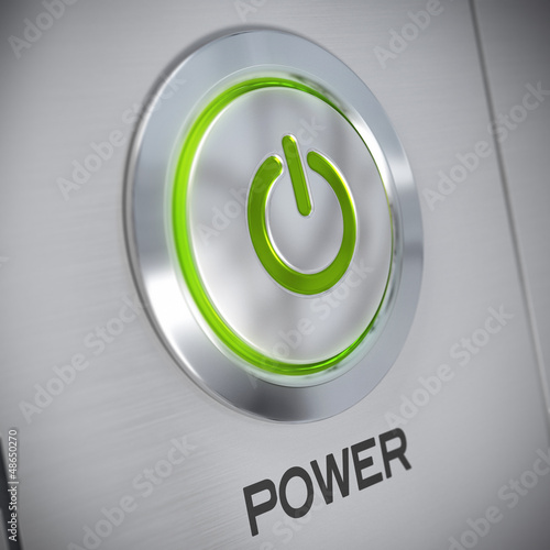 Illustration: Power button of a computer, energy save Power button of a computer, energy save