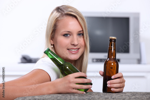 Photo: Teenage girl with beer Teenage girl with beer