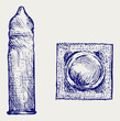 Condom ready to use. Doodle style