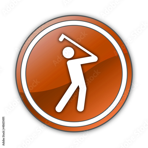 Illustration: Orange Glossy Button "Golfing" Orange Glossy Button "Golfing"