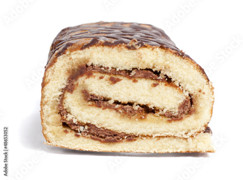 Photo: Sweet roll on white background Sweet roll on white background