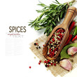 spices on a wooden board