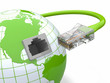 Illustration: Global communication. Earth and cable, rj45. Global communication. Earth and cable, rj45.