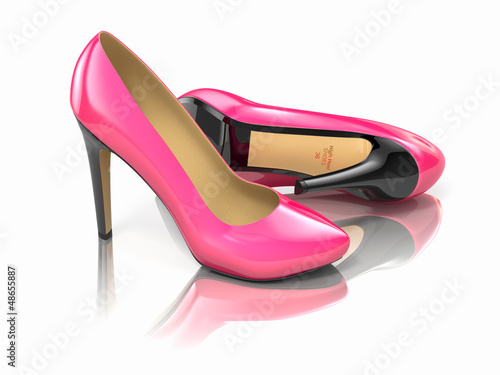 Illustration: Pink high heels shoe. 3d Pink high heels shoe. 3d