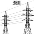 High voltage power pole line vector