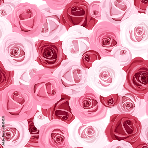  Seamless background with colored roses. Vector illustration.