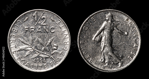 Photo: Antique coin of 1/2 franc Antique coin of 1/2 franc