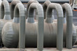 A pipeline in the heating geo thermal farm in Iceland