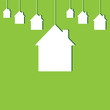 Background with hanging houses. New house concept