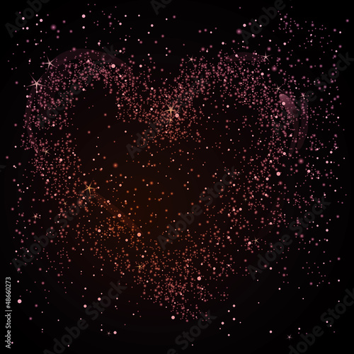 Vector: Heart in the night sky / Romantic square card with stars Heart in the night sky / Romantic square card with stars