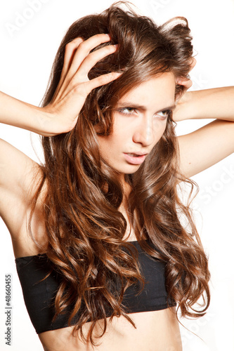 Photo: Angry girl - top model with ideal hair Angry girl - top model with ideal hair