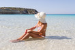 Young woman at beach of Lampedusa
