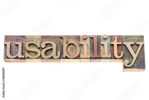 Photo: usability word in wood type usability word in wood type