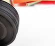 Detail of a table with vintage vinyls.