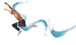 young man dancing hip hop with color lines