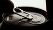 Opening a beverage can - closeup
