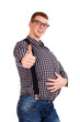Portrait of young man with big belly